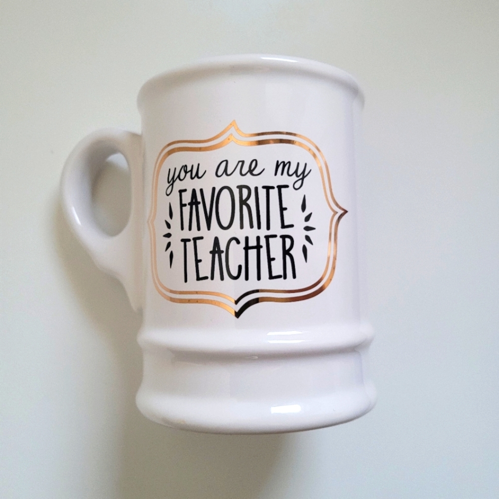 Francesca's Favorite Teacher Mug white and gold